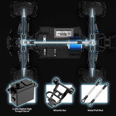 Hosim 1:10 RC Car, High Speed Remote Control Car RC Monster Truck 48+ KMH 4X4 Off-Road RC Truck with Headlights Black