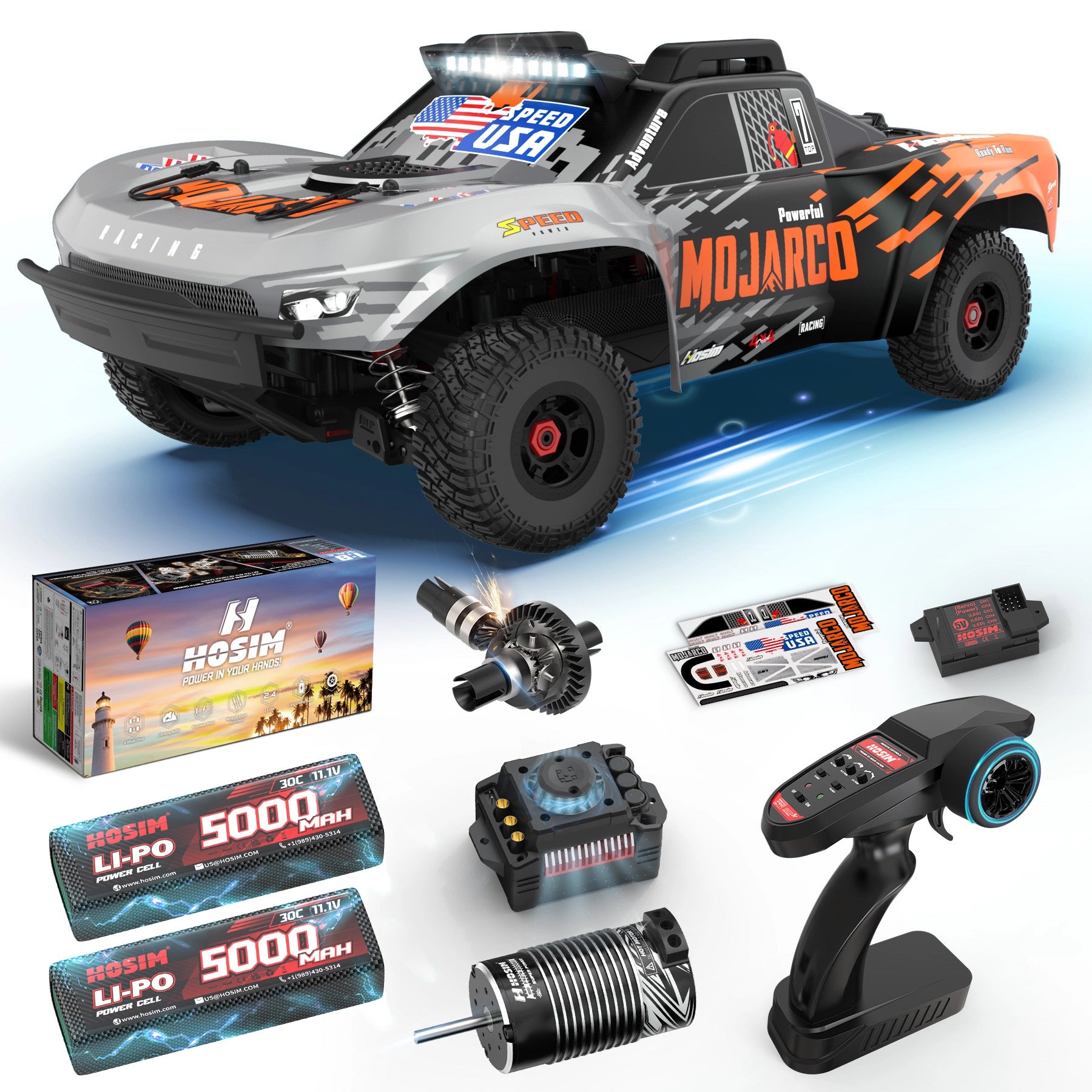 Hosim Mojarco M33 1/8 Big Scale 6S 4X4 RTR Desert Truck 60+MPH Brushless High-Speed 4WD RC Monster All-Metal Drivetrain