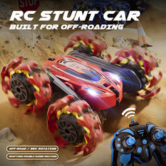 HOSIM 360° Flip 4WD Rechargeable RC Stunt Car for Kids - Double Sided Outdoor Toys with 1400mAh Battery & Easy Control for Boys & Girls - Safe ABS Plastic Construction - Perfect Gift for Outdoor Fun (Buy 1 Get 1 Free)