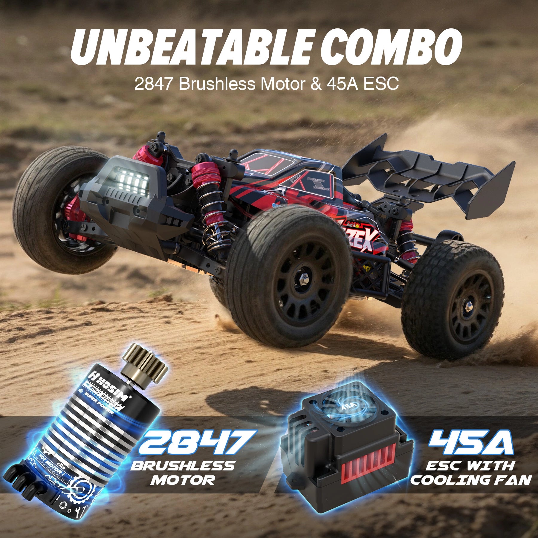RC Car 1/14 Brushless JAZEX M12 Fast 60KM/H 4x4 All Terrain Off Road for Adults & Boys Hydraulic shock absorbers