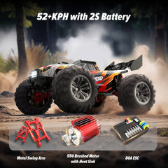 1/14 RC Cars for Adults 52+ KMH High Speed RC Truck 4X4 Remote Control Car for Boy All Terrain Off Road RC Buggy Hobby Grade Large Size Racing Toys Gift Rc Monster Trucks Red