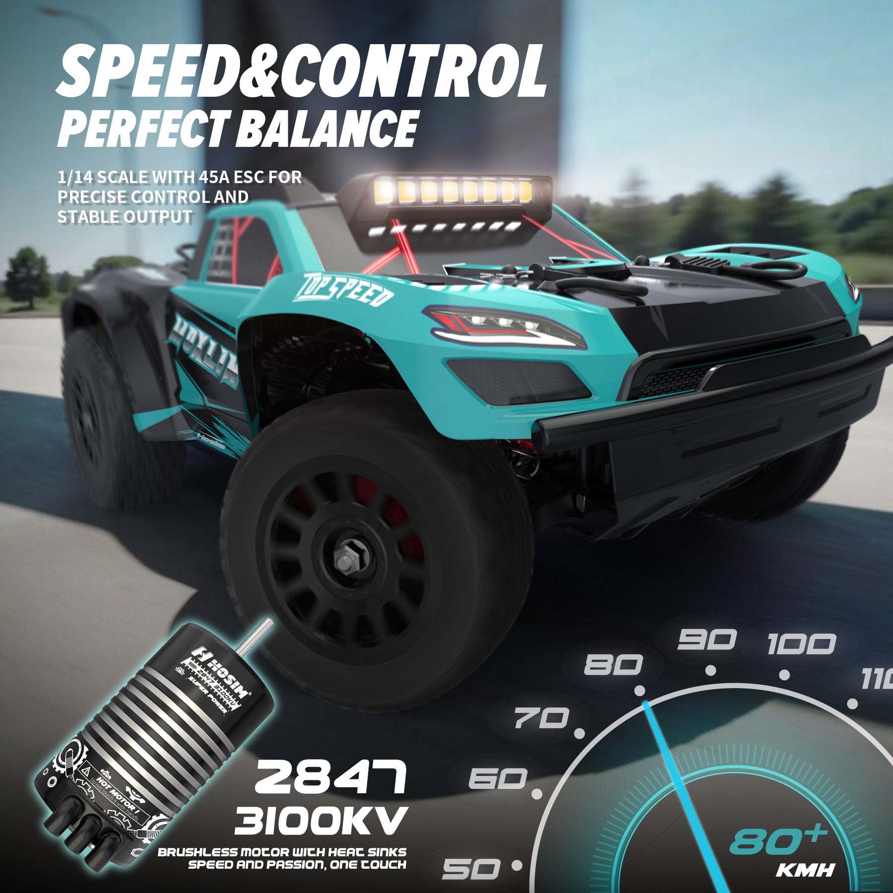 RC Car 1/14 Brushless MOXLIN M13 Fast 50 MPH For Adults 4X4 All Terrain Off Road Hobby Electric Monster Truck With 3S Battery