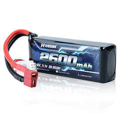 Hosim 11.1V 2600mAh 3S 50C LiPo Battery with T Connector for RC Cars & Models