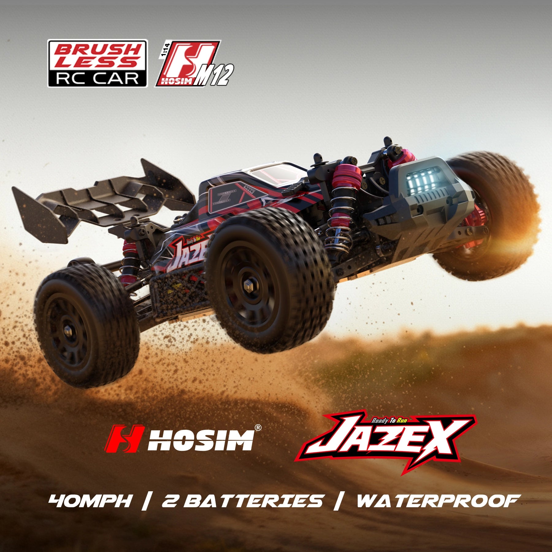 RC Car 1/14 Brushless JAZEX M12 Fast 60KM/H 4x4 All Terrain Off Road for Adults & Boys Hydraulic shock absorbers