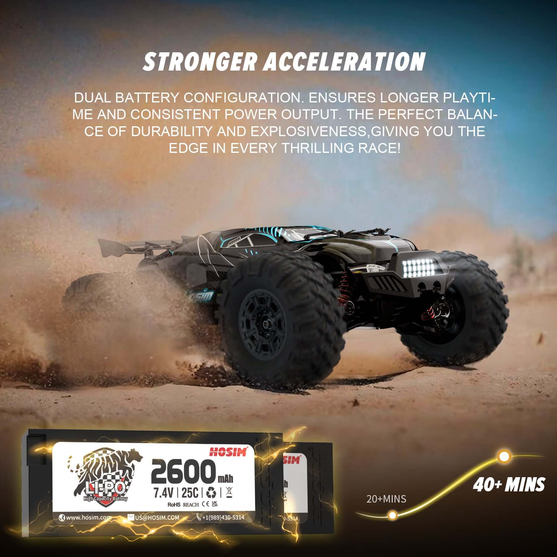 Hosim RC Car 1/10 X07W Brushless 43MPH Speed Hobby Grade 4WD All Terrain