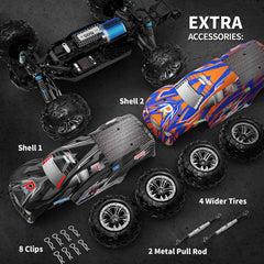 Hosim 1:10 RC Car, High Speed Remote Control Car RC Monster Truck 48+ KMH 4X4 Off-Road RC Truck with Headlights Black