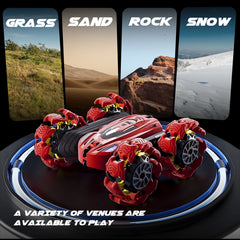 HOSIM 360° Flip 4WD Rechargeable RC Stunt Car for Kids - Double Sided Outdoor Toys with 1400mAh Battery & Easy Control for Boys & Girls - Safe ABS Plastic Construction - Perfect Gift for Outdoor Fun (Buy 1 Get 1 Free)