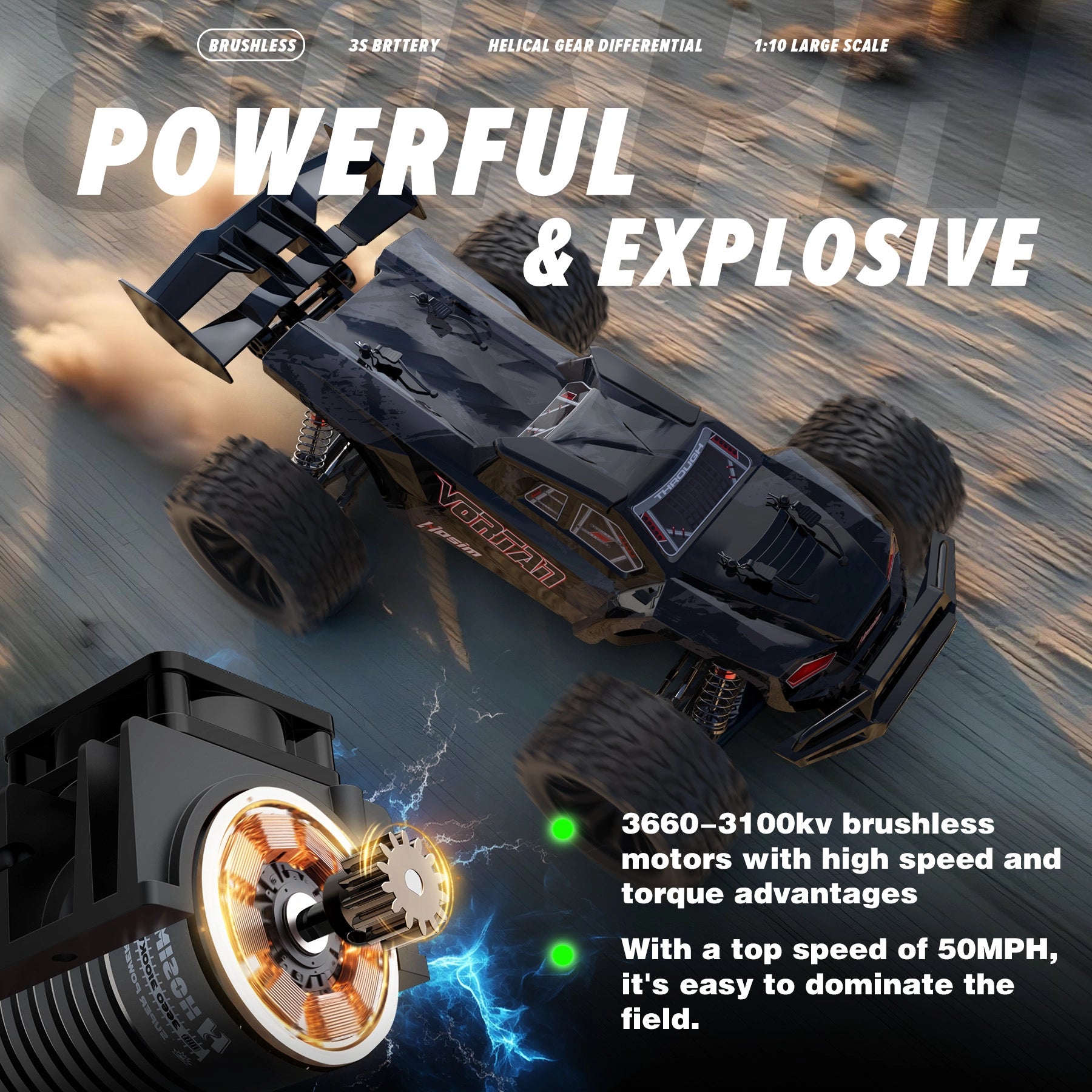 RC Car Mini 1/8 VORTAN X25 Truck for Adults Brushless High Speed All Terrain 4WD New Upgraded