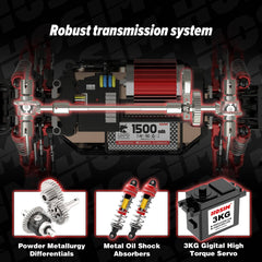 1/14 RC Cars for Adults 52+ KMH High Speed RC Truck 4X4 Remote Control Car for Boy All Terrain Off Road RC Buggy Hobby Grade Large Size Racing Toys Gift Rc Monster Trucks Red