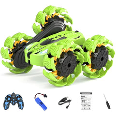HOSIM 360° Flip 4WD Rechargeable RC Stunt Car for Kids - Double Sided Outdoor Toys with 1400mAh Battery & Easy Control for Boys & Girls - Safe ABS Plastic Construction - Perfect Gift for Outdoor Fun (Buy 1 Get 1 Free)
