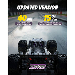 RC Auto 1/10 Brushless ZAVOR X15W Schnell 69+km/h All-Terrain Monstertruck für Erwachsene