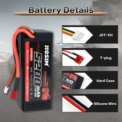 RC Cars Battery 25C 2S 7.4V 5200mAh for RC Truck X07 X08 X17 X07W X27 X25 2PCS