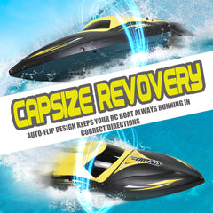 Hosim Brushless RC Boat, Fast Remote Control Boats 2.4GHz Racing Boat with LED Lights for Seas, Pools & Lakes, Speed Boat Toy for Adults Boys