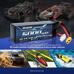 Hosim 14.8V 5000mAh 4S 100C LiPo Battery with XT60 Connector for RC Cars & Models