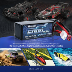 Hosim 14.8V 5000mAh 4S 100C LiPo Battery with T Connector for RC Cars & Models