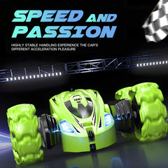 HOSIM 360° Flip 4WD Rechargeable RC Stunt Car for Kids - Double Sided Outdoor Toys with 1400mAh Battery & Easy Control for Boys & Girls - Safe ABS Plastic Construction - Perfect Gift for Outdoor Fun (Buy 1 Get 1 Free)