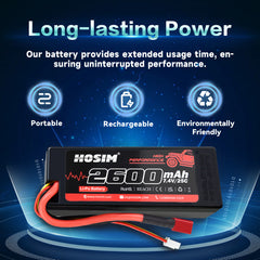 RC Cars Battery 25C 7.4V 2S 2600mAh for High Speed RC Truck X07 X08 X17 X25 X27 X15W