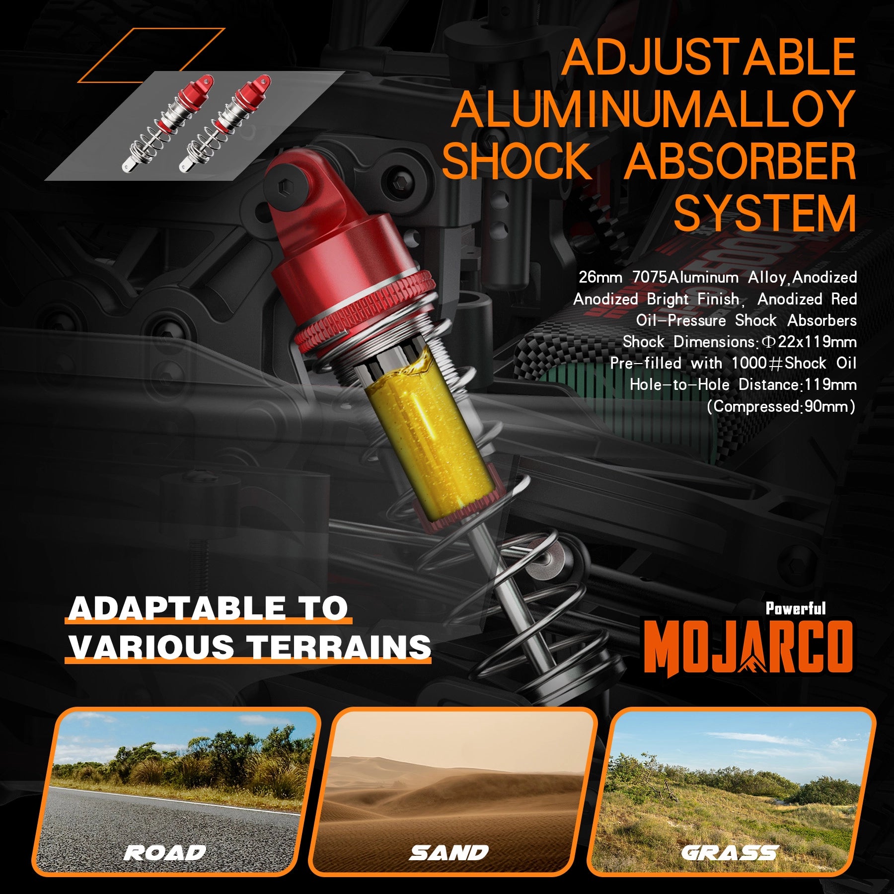 Hosim Mojarco M33 1/8 Big Scale 6S 4X4 RTR Desert Truck 60+MPH Brushless High-Speed 4WD RC Monster All-Metal Drivetrain