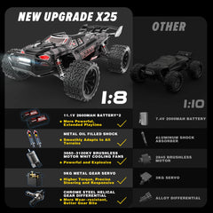 RC Car Mini 1/8 VORTAN X25 Truck for Adults Brushless High Speed All Terrain 4WD New Upgraded