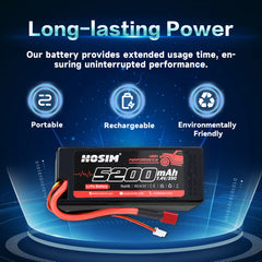 RC Cars Battery 25C 2S 7.4V 5200mAh for RC Truck X07 X08 X17 X07W X27 X25 2PCS