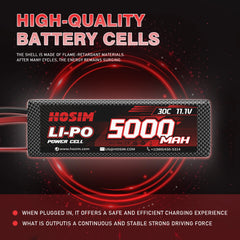 Hosim 11.1V 5000mah 30C XT60 Li-Po Battery for M33 M23 RC Cars