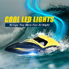 Hosim Brushless RC Boat, Fast Remote Control Boats 2.4GHz Racing Boat with LED Lights for Seas, Pools & Lakes, Speed Boat Toy for Adults Boys