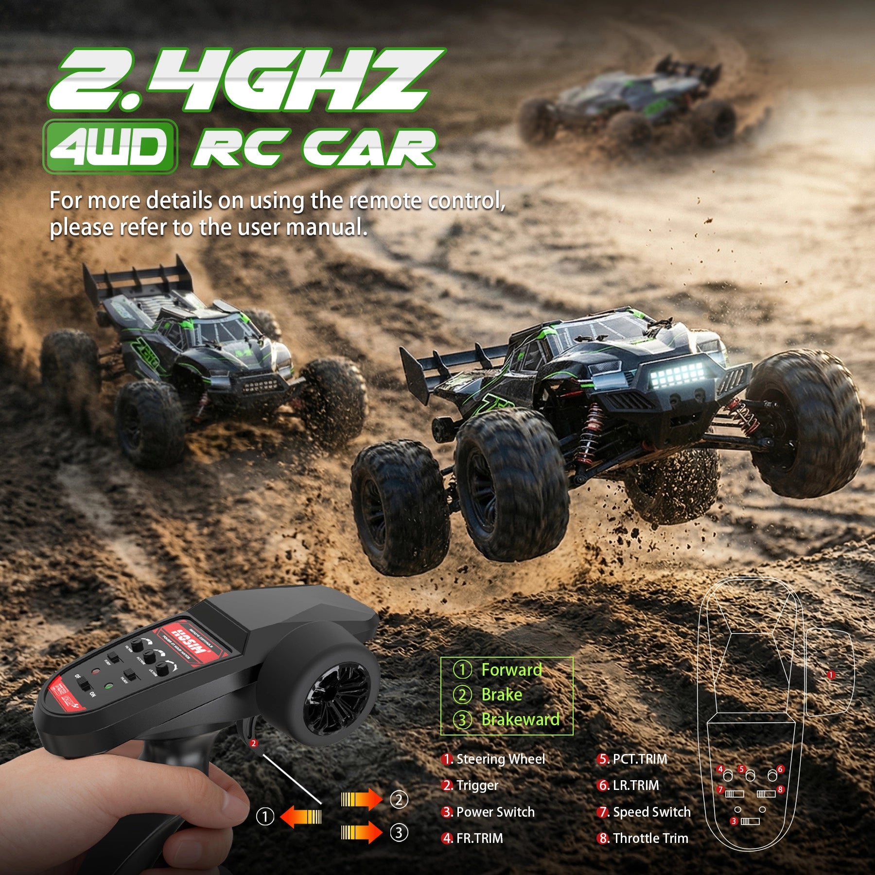 RC Car 1:10 Brushless Fast 60KM/H 4WD All Terrain Off-Road for Adults & Boys