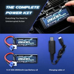 Hosim 11.1V 2600mAh 3S 50C LiPo Battery with EC3 Connector for RC Cars & Models