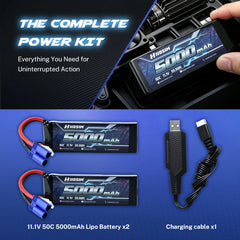 Hosim 11.1V 5000mAh 3S 50C LiPo Battery with EC5 Connector for RC Cars & Models