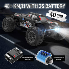 Hosim 1:10 RC Car, High Speed Remote Control Car RC Monster Truck 48+ KMH 4X4 Off-Road RC Truck with Headlights Black