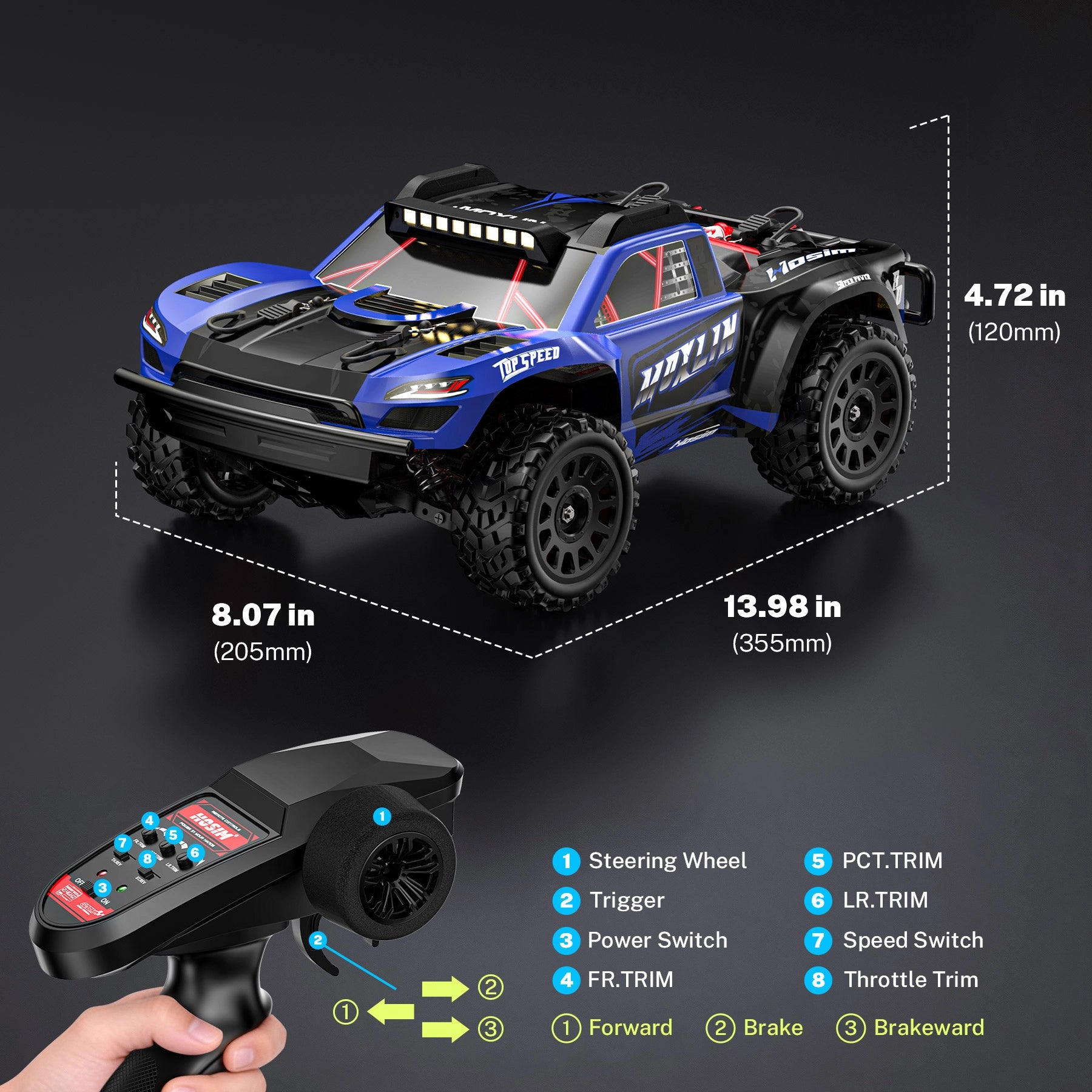 RC Car 1/14 Brushless MOXLIN M14 Fast 60KM/H 4X4 All Terrain Short Course Truck For Adults & Boys