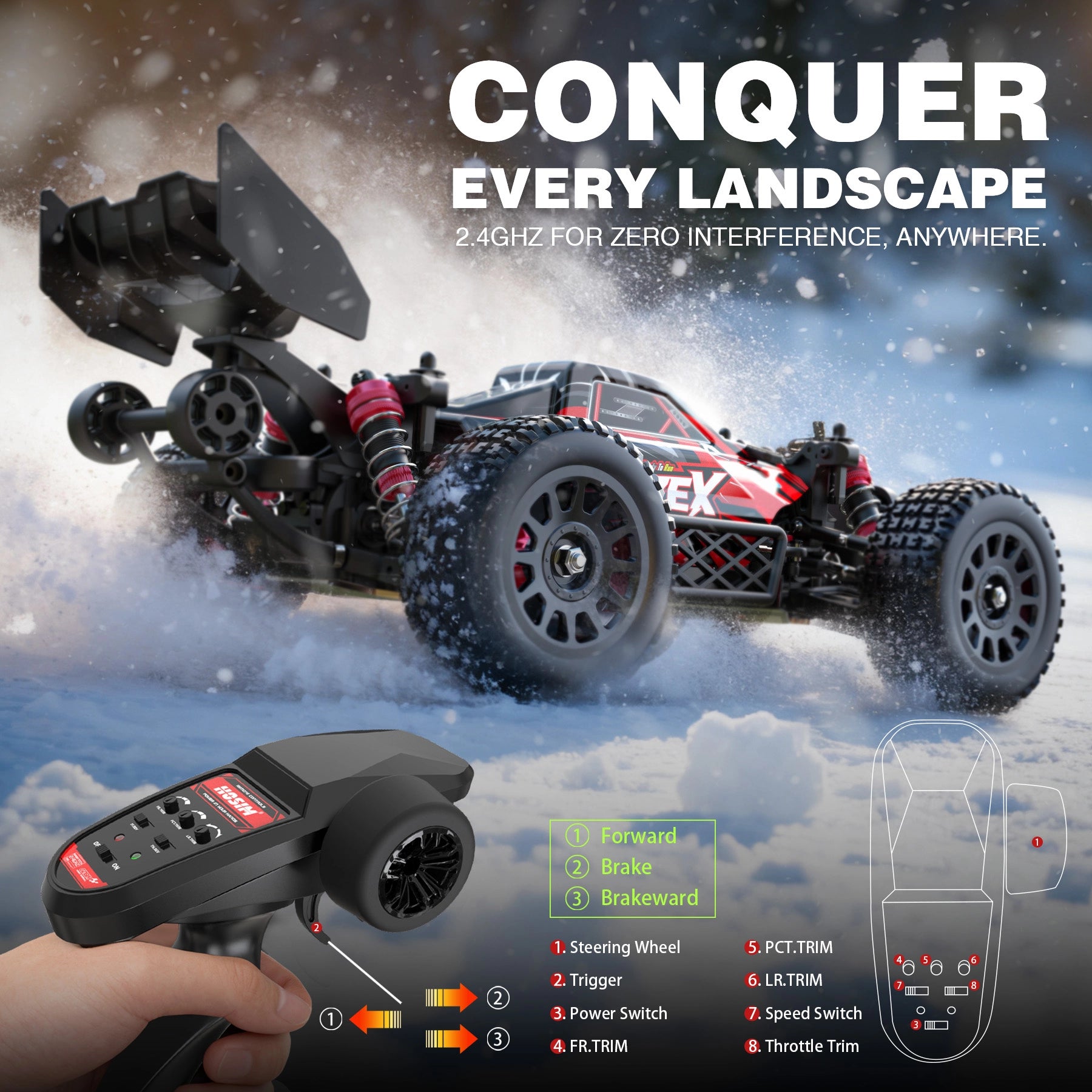 RC Car 1/14 Brushless JAZEX M12 Fast 60KM/H 4x4 All Terrain Off Road for Adults & Boys Hydraulic shock absorbers
