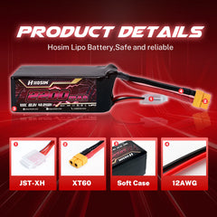 Hosim 22.2V 2200mAh 6S 100C LiPo Battery with XT60 Connector for RC Cars & Models