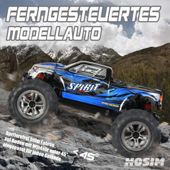 Hosim Ferngesteuertes Auto, 1:16 RC Offroad LKW mit 40km/h, 4WD Spielzeug Crawler für Kinder Und Erwachsene (9135, Blau)
