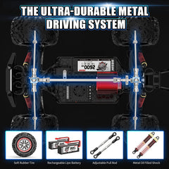 Hosim RC Auto, 1:10 Brushless Ferngesteueres Auto 68+ km/h, RC Car 4WD mit 2 Akkus, Spielzeug für Kinder und Erwachsene (X08)