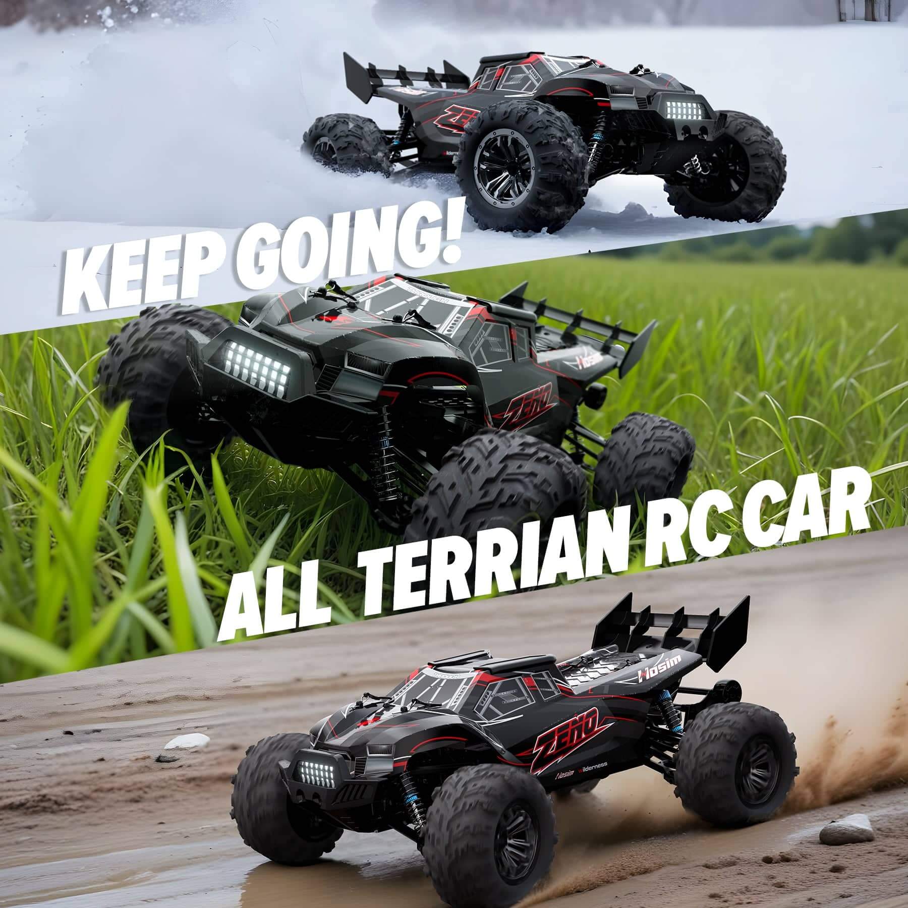 1/10 RC Car High Speed Remote Control Car Large RC Truck 48+ KMH, 4X4 Off-Road All Terrains Waterproof Hobby Grade Fast Racing Toy Gift Monster Trucks s for Adults and Kids Red