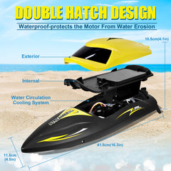 Hosim Brushless RC Boat, Fast Remote Control Boats 2.4GHz Racing Boat with LED Lights for Seas, Pools & Lakes, Speed Boat Toy for Adults Boys