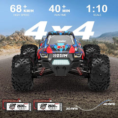 Hosim RC Auto, 1:10 Brushless Ferngesteueres Auto 68+ km/h, RC Car 4WD mit 2 Akkus, Spielzeug für Kinder und Erwachsene (X08)