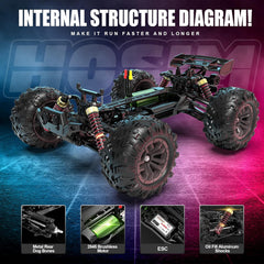 Hosim 1:16 RC Car HP905 Monster Truck Remote Control Car 2845 Brushless Motor with DIY Body Shell
