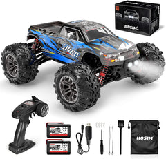Hosim Ferngesteuertes Auto, 1:16 RC Offroad LKW mit 40km/h, 4WD Spielzeug Crawler für Kinder Und Erwachsene (9135, Blau)