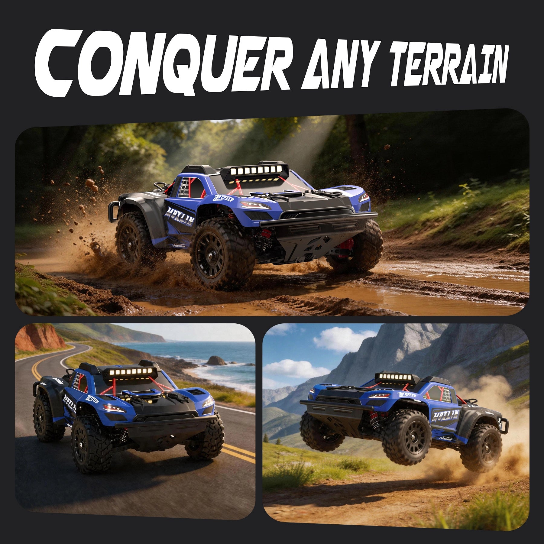 RC Car 1/14 Brushless MOXLIN M14 Fast 60KM/H 4X4 All Terrain Short Course Truck For Adults & Boys