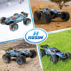 Hosim 1:10 Brushless RC Auto, 4WD 68+ km/h Ferngesteuertes Auto Erwachsene, Hobby-Grade RC Offroad LKW Kinder (Blau, X07)