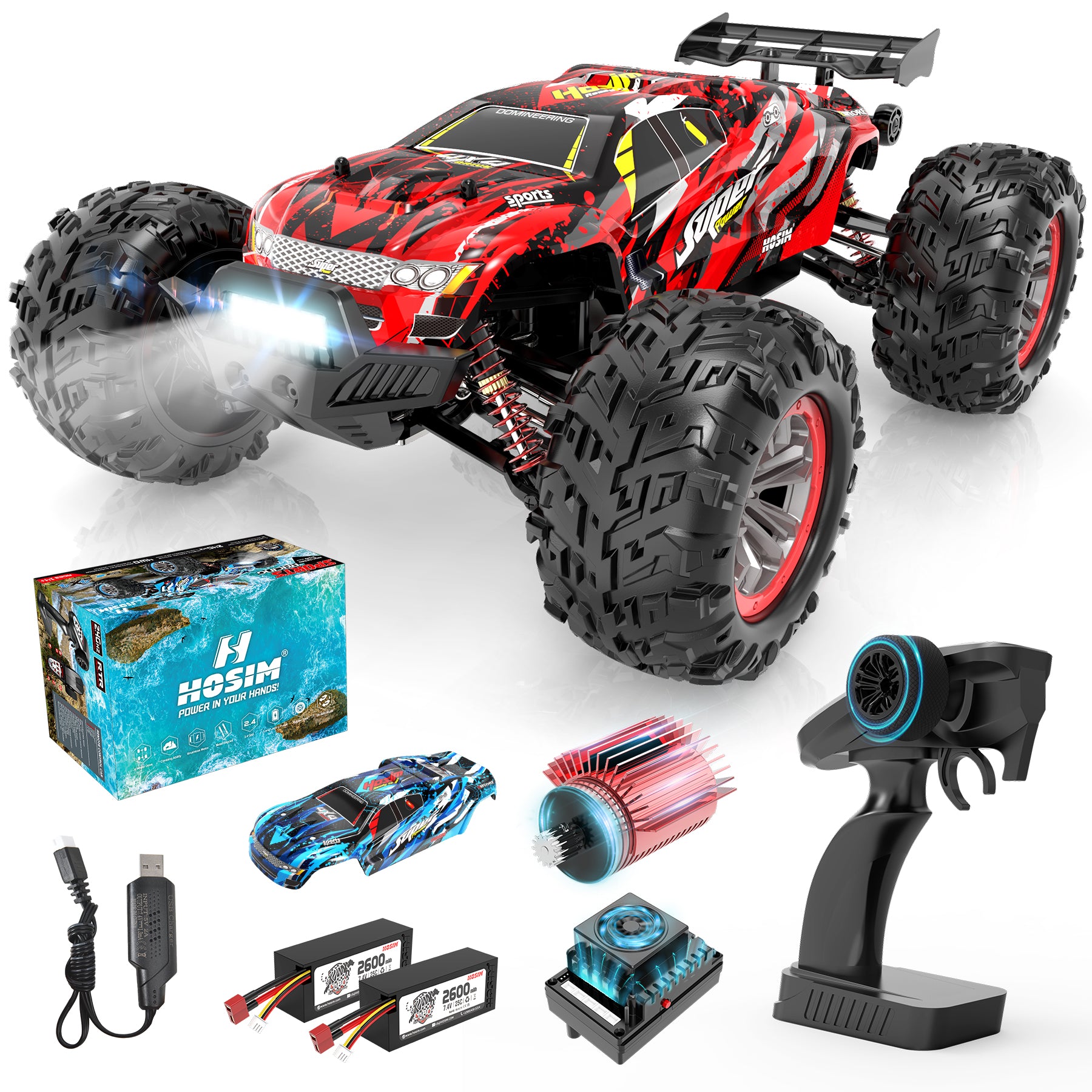 Hosim RC Car 1/10 Brushless SUPER X07 High Speed 43MPH 4WD Off Road Monster Truck