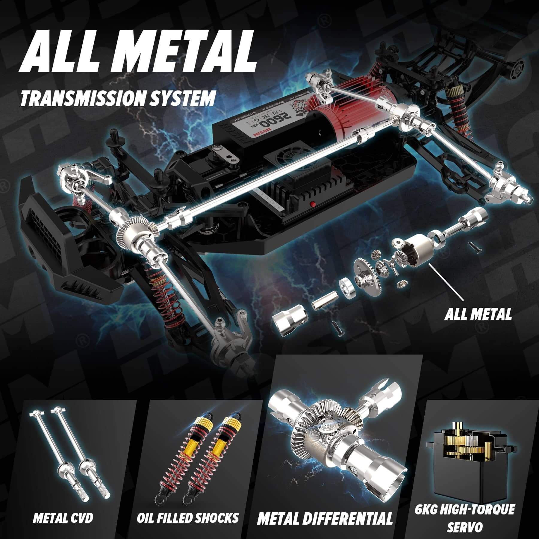 Hosim RC Car 1/10 X07W Brushless 43MPH Speed Hobby Grade 4WD All Terrain