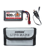 Hosim 7.4V 1600mAh Li-Po Battery 25-DJ02 & 1 Safety Bag +USB for 9125 9126 HS9125 RC Car
