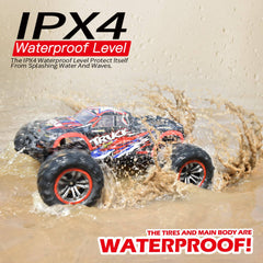 Hosim 1:10 Large Scale RC Car Monster Truck Upgraded 9125 Red Remote Control Car with Oil Shock + Dual Batteries