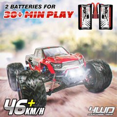 Hosim 1:12 Scale RC Car Monster Truck Oil Shock 2 Dual Batteries High Speed 9155 Red