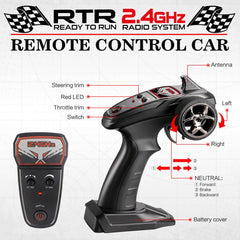 Hosim 1:14 Scale Radio Controlled Car RC Monster Truck Buggy G172 Red 2 Set Batteries