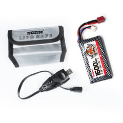 Hosim 7.4V 1600mAh Li-Po Battery 25-DJ02 & 1 Safety Bag +USB for 9125 9126 HS9125 RC Car