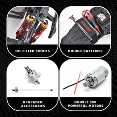 Hosim 1:10 Large Scale RC Car Monster Truck Upgraded 9125 Red Remote Control Car with Oil Shock + Dual Batteries